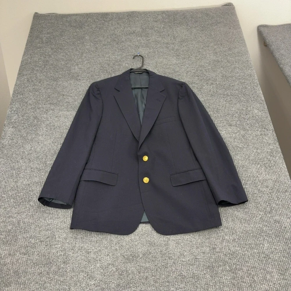 Vintage Polo University Club Ralph Lauren Blazer Mens 21.5x32 Navy Wool Preppy